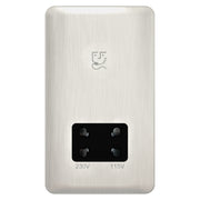 مقبس ماكينة حلاقة Schneider Electric Lisse - ثنائي الفتحات - 115/230 فولت من الفولاذ المقاوم للصدأ مع جزء داخلي أسود - GGBL7090BSSS
